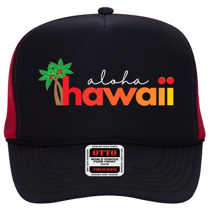 Aloha Hawaii Tropical Vacation High Crown Mesh Trucker Hat