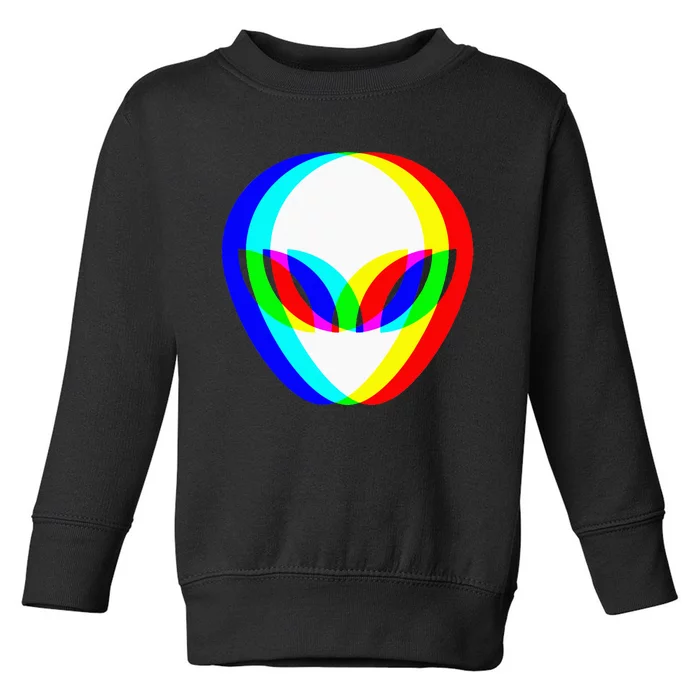 Alien Head Trippy Vaporwave Techno Rave EDM Music Festival Toddler Sweatshirt