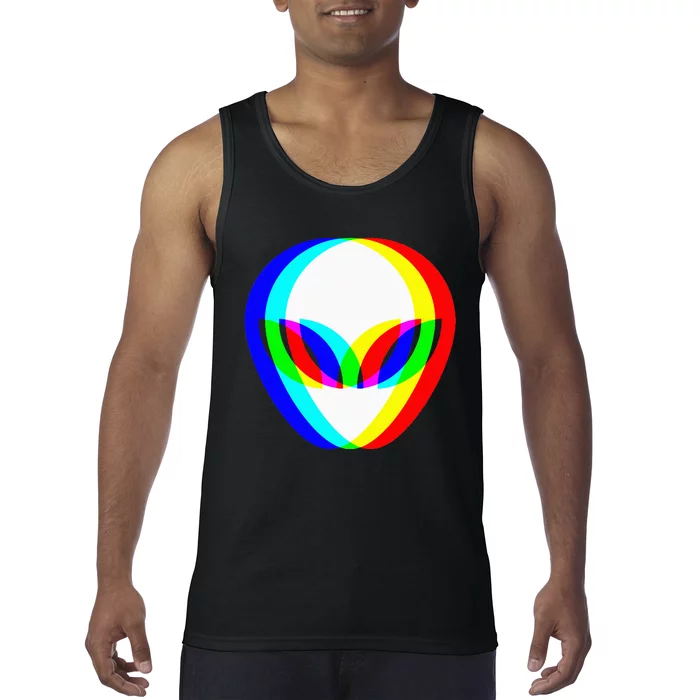 Alien Head Trippy Vaporwave Techno Rave EDM Music Festival Tank Top