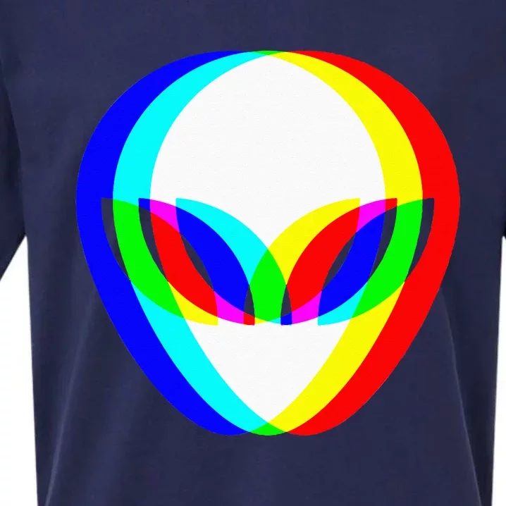 Alien Head Trippy Vaporwave Techno Rave EDM Music Festival Sueded Cloud Jersey T-Shirt