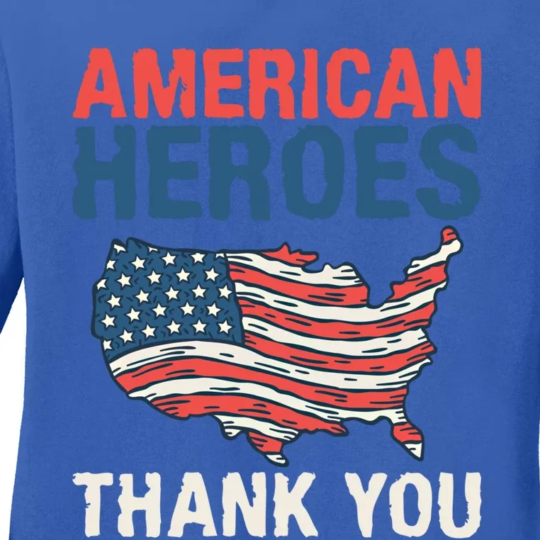 American Heroes Thank You Memorial Day Cute Gift Ladies Long Sleeve Shirt