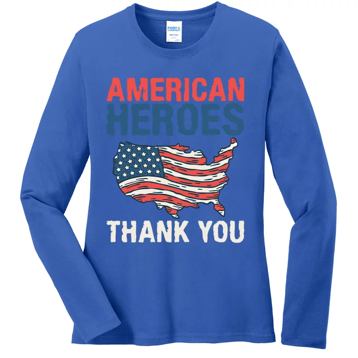 American Heroes Thank You Memorial Day Cute Gift Ladies Long Sleeve Shirt