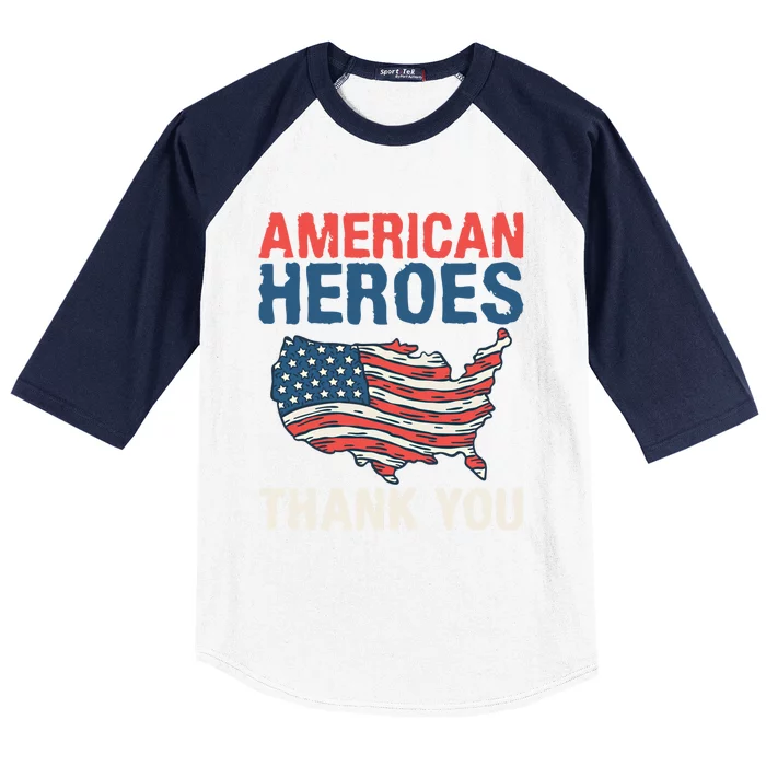 American Heroes Thank You Memorial Day Cute Gift Baseball Sleeve Shirt