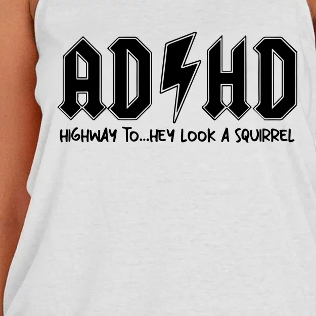 Adhd Highway To Hey Look A Squirrel Women's Knotted Racerback Tank