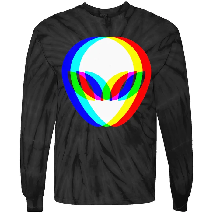 Alien Head Trippy Vaporwave Techno Rave EDM Music Festival Tie-Dye Long Sleeve Shirt