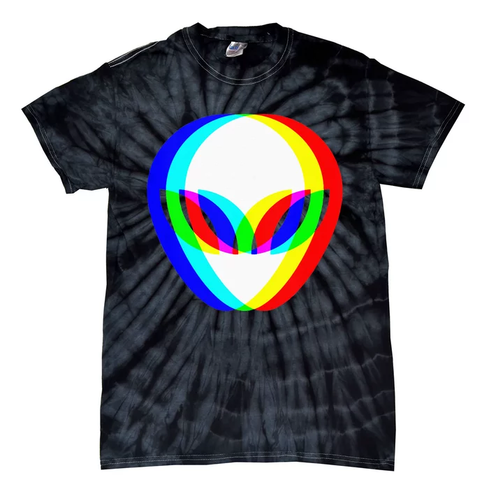 Alien Head Trippy Vaporwave Techno Rave EDM Music Festival Tie-Dye T-Shirt