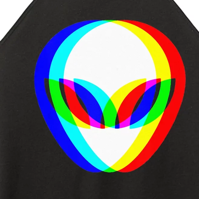 Alien Head Trippy Vaporwave Techno Rave EDM Music Festival Women’s Perfect Tri Rocker Tank