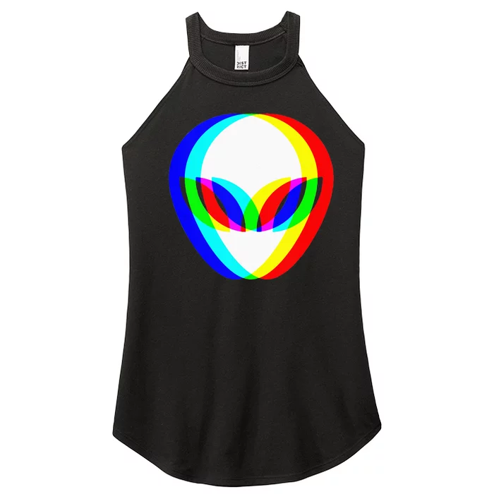 Alien Head Trippy Vaporwave Techno Rave EDM Music Festival Women’s Perfect Tri Rocker Tank