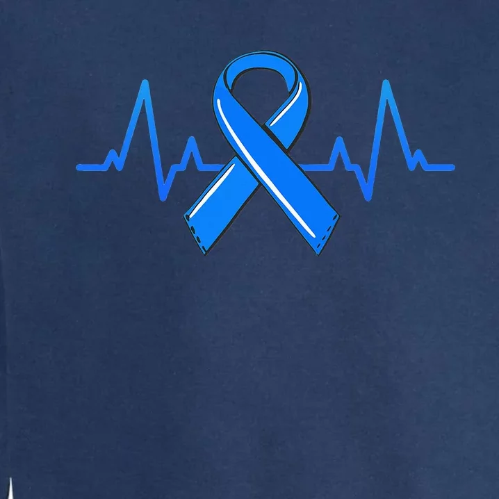 ALS Heartbeat Tee Family Blue Ribbon Awareness Warrior Garment-Dyed Sweatshirt