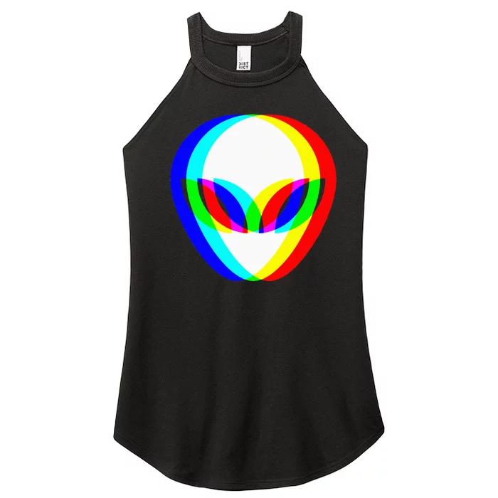 Alien Head Trippy Vaporwave Techno Rave Edm Music Festival Women’s Perfect Tri Rocker Tank