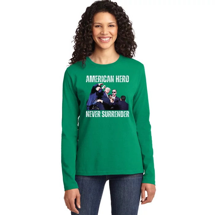 American Hero Trump Survive Assassination Attempt Premium Ladies Long Sleeve Shirt