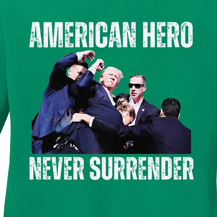 American Hero Trump Survive Assassination Attempt Premium Ladies Long Sleeve Shirt