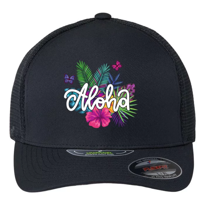 Aloha Hawaii Tropical Beach Flexfit Unipanel Trucker Cap