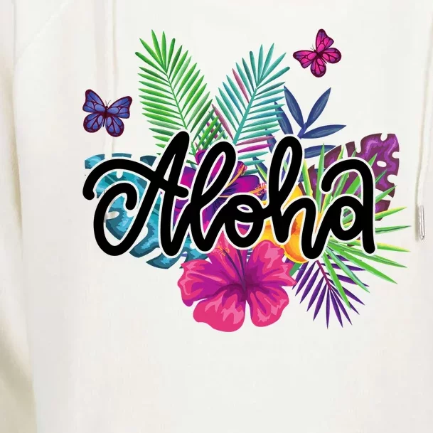 Aloha Hawaii Tropical Beach Womens Funnel Neck Pullover Hood