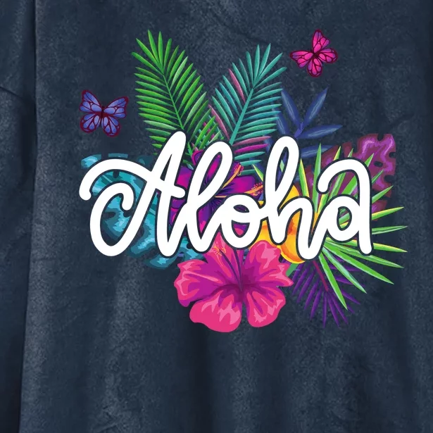 Aloha Hawaii Tropical Beach Hooded Wearable Blanket