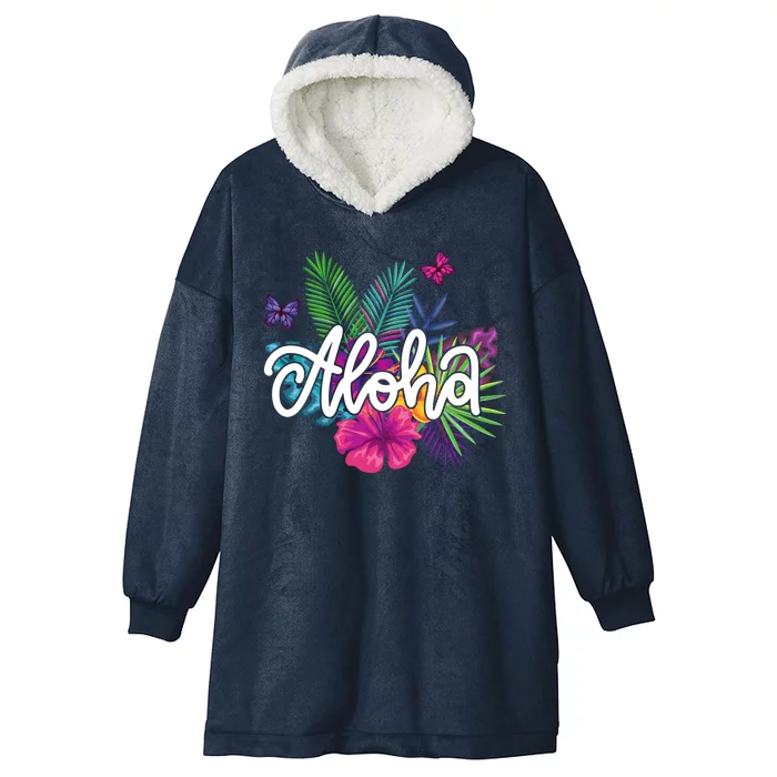 Aloha Hawaii Tropical Beach Hooded Wearable Blanket