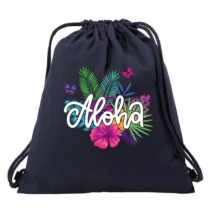 Aloha Hawaii Tropical Beach Drawstring Bag