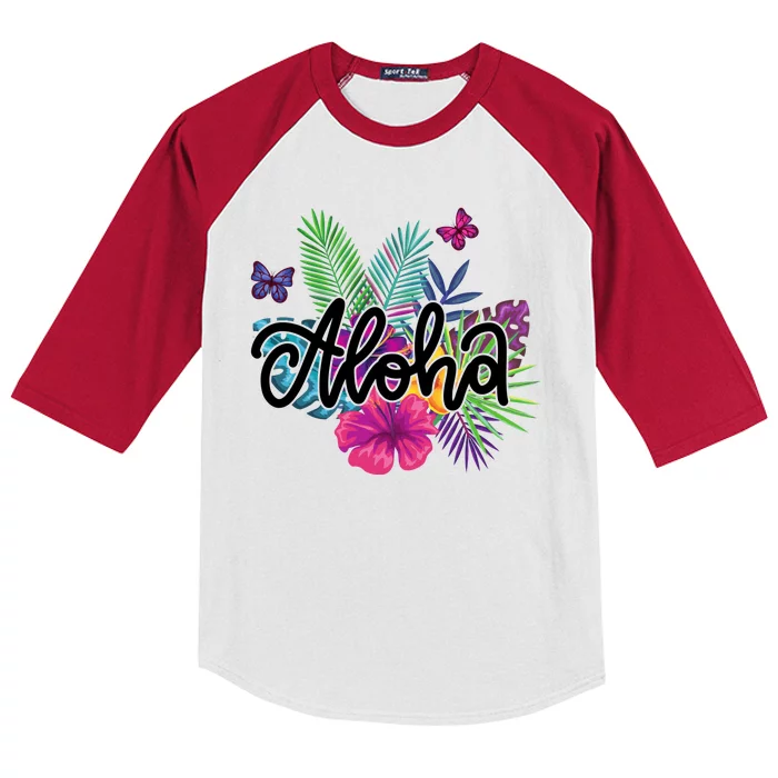 Aloha Hawaii Tropical Beach Kids Colorblock Raglan Jersey