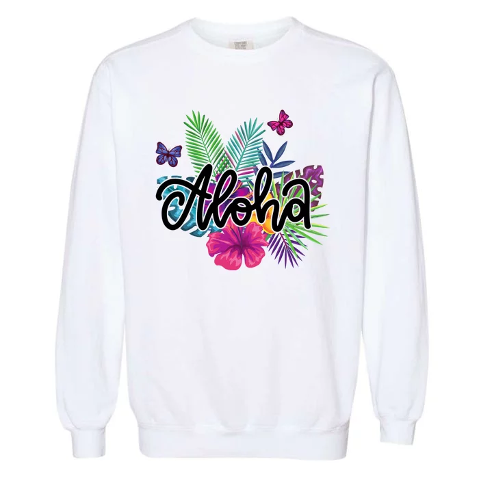 Aloha Hawaii Tropical Beach Garment-Dyed Sweatshirt