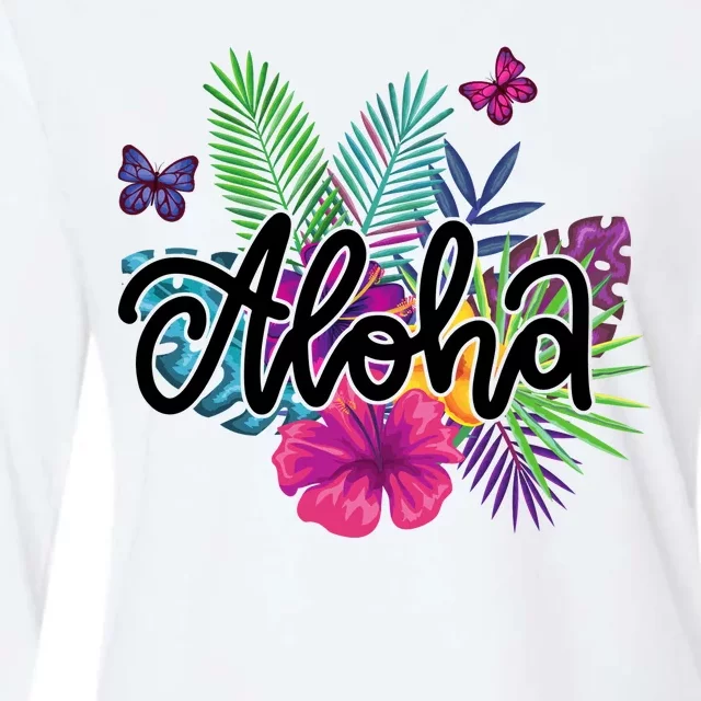 Aloha Hawaii Tropical Beach Womens Cotton Relaxed Long Sleeve T-Shirt