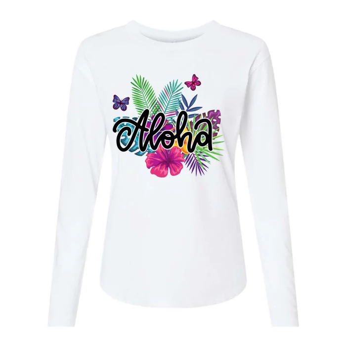 Aloha Hawaii Tropical Beach Womens Cotton Relaxed Long Sleeve T-Shirt