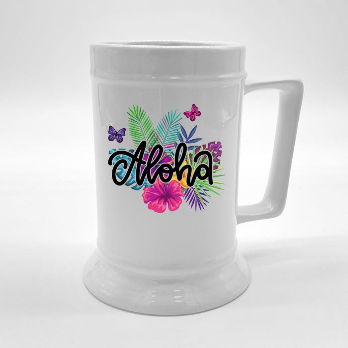 Aloha Hawaii Tropical Beach Front & Back Beer Stein