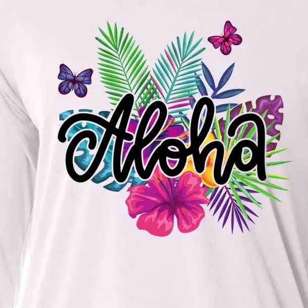 Aloha Hawaii Tropical Beach Cooling Performance Long Sleeve Crew