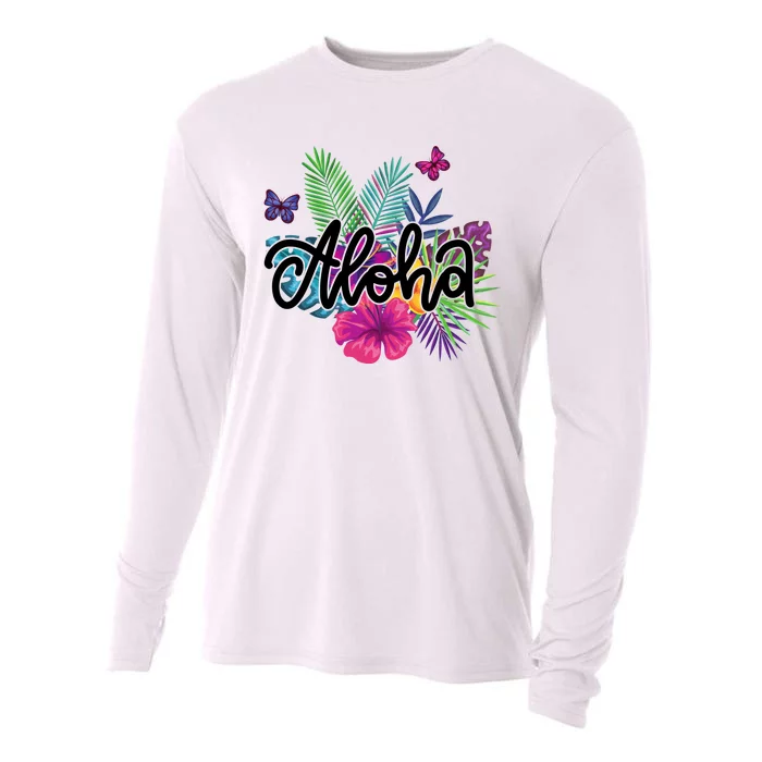 Aloha Hawaii Tropical Beach Cooling Performance Long Sleeve Crew