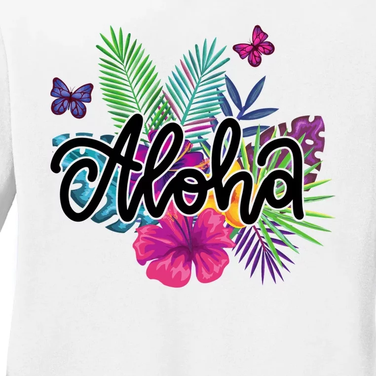 Aloha Hawaii Tropical Beach Ladies Long Sleeve Shirt