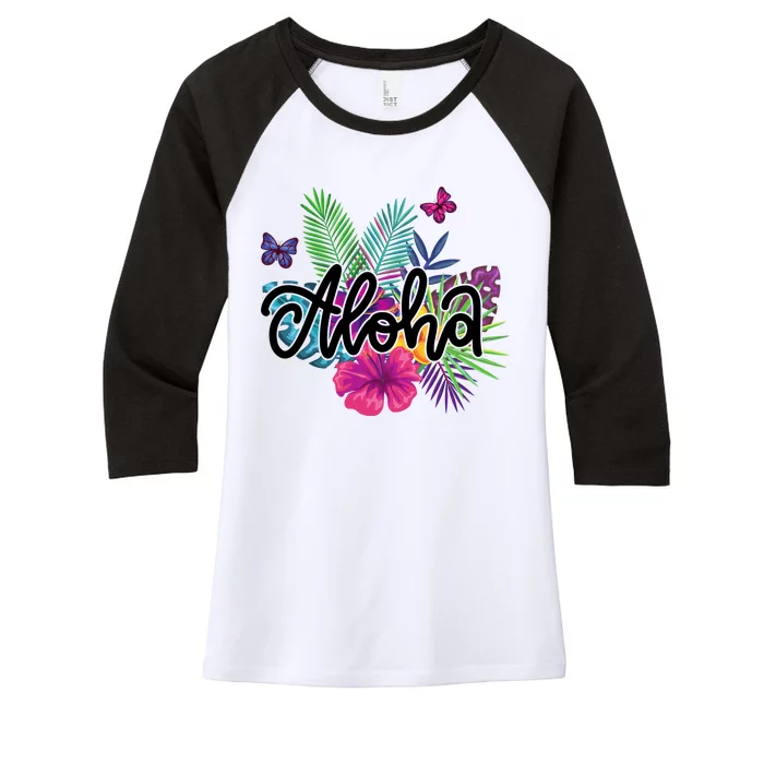 Aloha Hawaii Tropical Beach Women's Tri-Blend 3/4-Sleeve Raglan Shirt