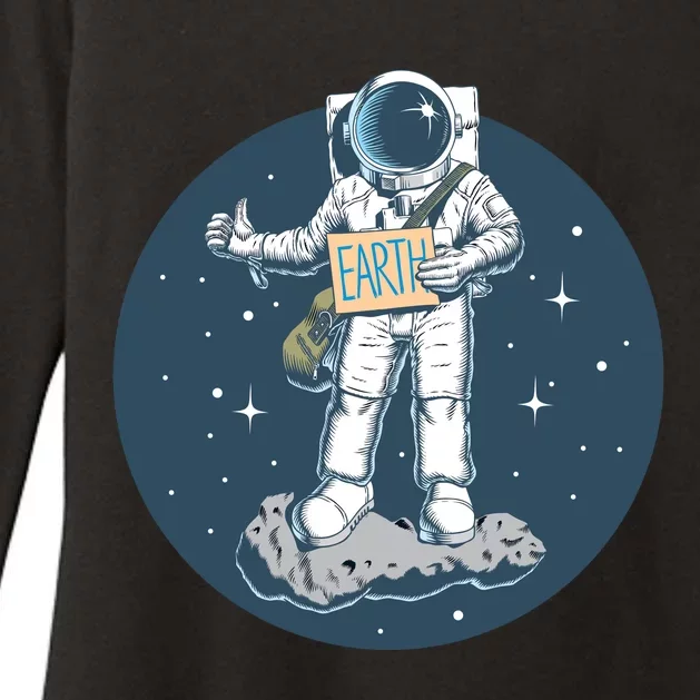 Astronaut Hitchhiking To Earth Womens CVC Long Sleeve Shirt