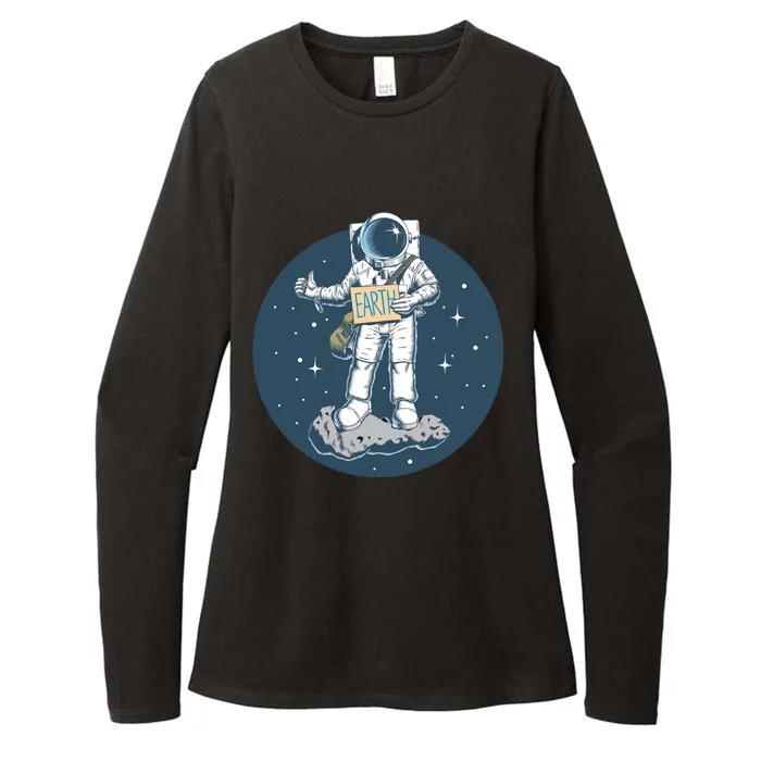 Astronaut Hitchhiking To Earth Womens CVC Long Sleeve Shirt