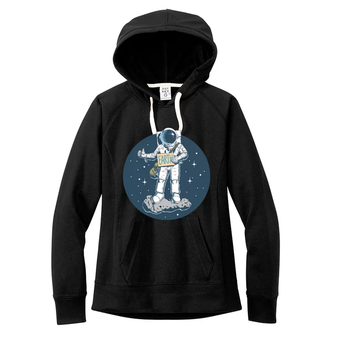 Astronaut Hitchhiking To Earth Women's Fleece Hoodie