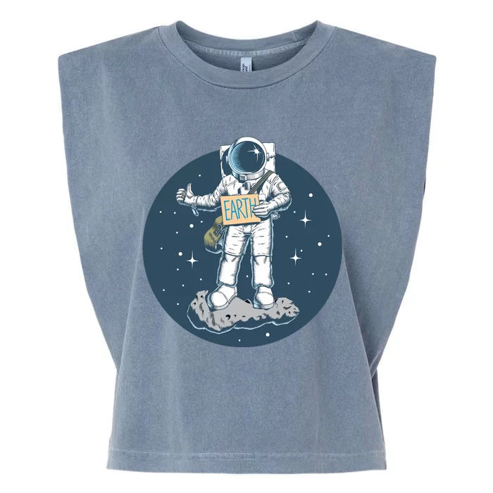 Astronaut Hitchhiking To Earth Garment-Dyed Women's Muscle Tee