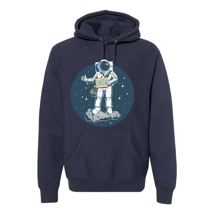 Astronaut Hitchhiking To Earth Premium Hoodie