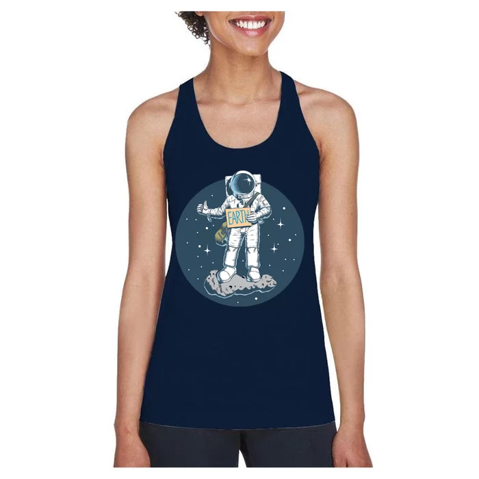 Astronaut Hitchhiking To Earth Women's Racerback Tank