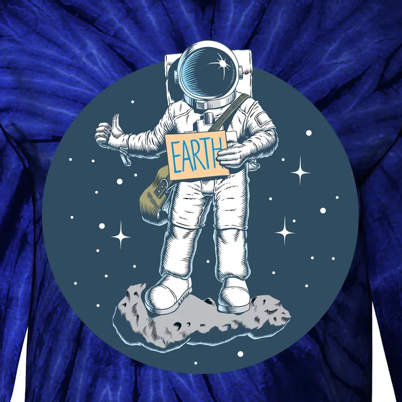 Astronaut Hitchhiking To Earth Tie-Dye Long Sleeve Shirt