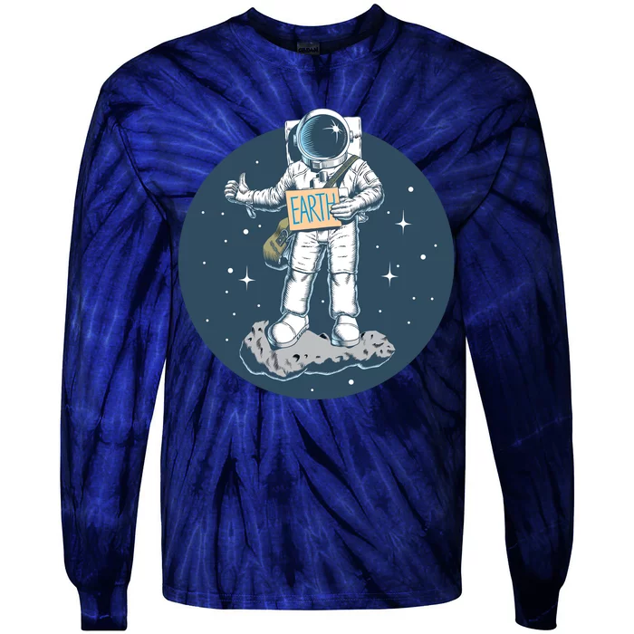 Astronaut Hitchhiking To Earth Tie-Dye Long Sleeve Shirt