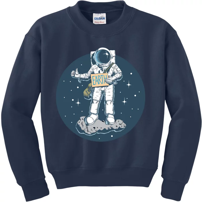 Astronaut Hitchhiking To Earth Kids Sweatshirt