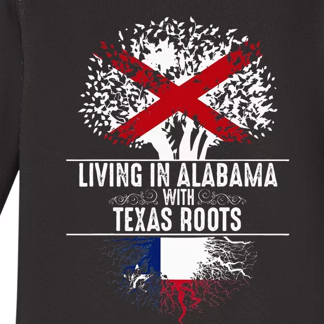 Alabama Home Texas Roots State Tree Flag Love Gift Baby Long Sleeve Bodysuit