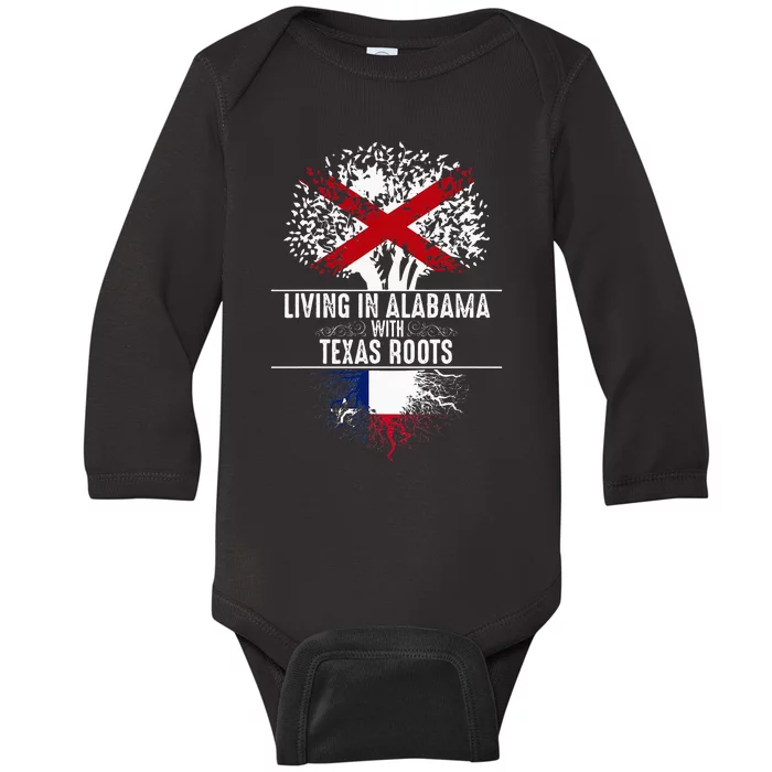 Alabama Home Texas Roots State Tree Flag Love Gift Baby Long Sleeve Bodysuit