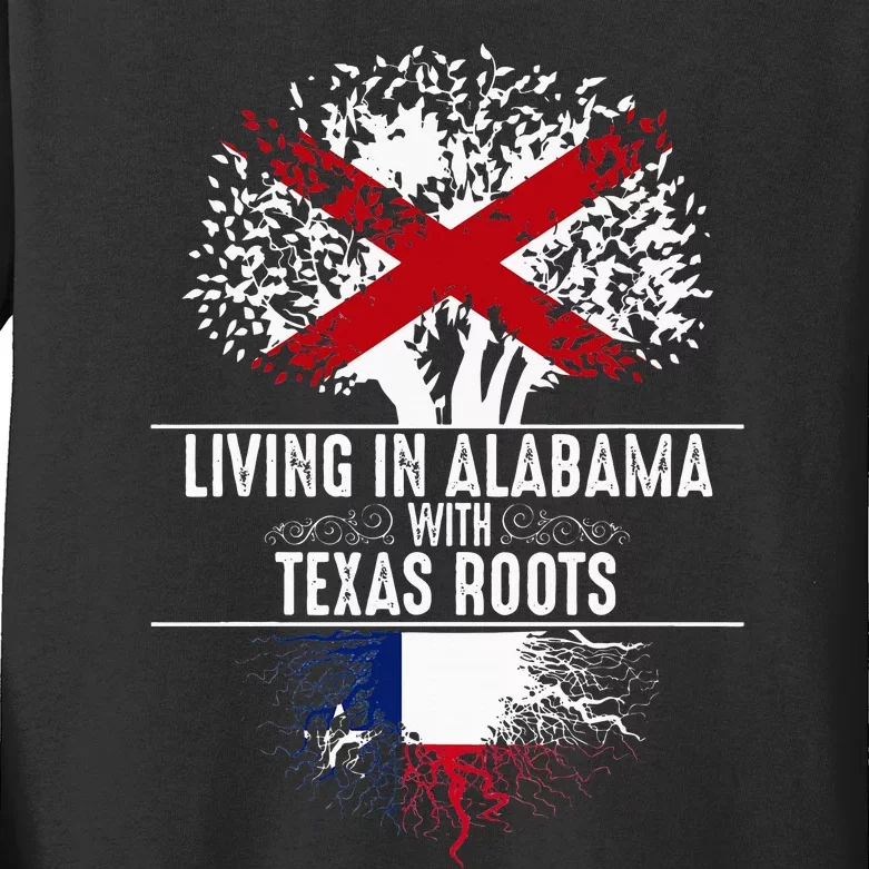 Alabama Home Texas Roots State Tree Flag Love Gift Kids Long Sleeve Shirt