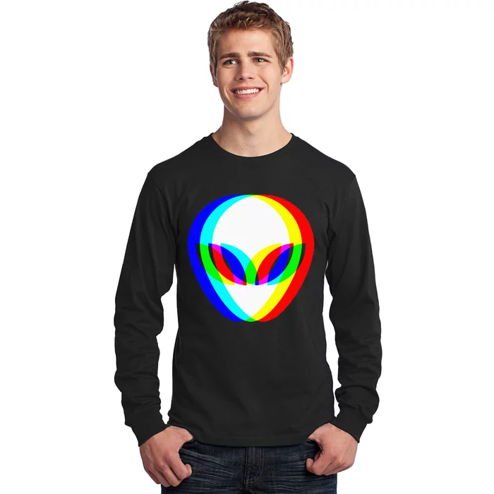 Alien Head Trippy Vaporwave Techno Rave Edm Long Sleeve Shirt