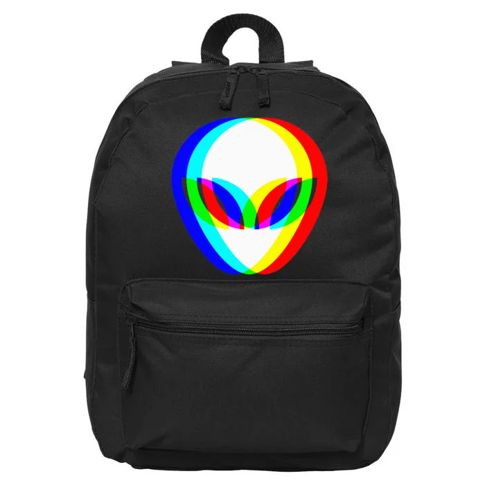 Alien Head Trippy Vaporwave Techno Rave Edm 16 in Basic Backpack