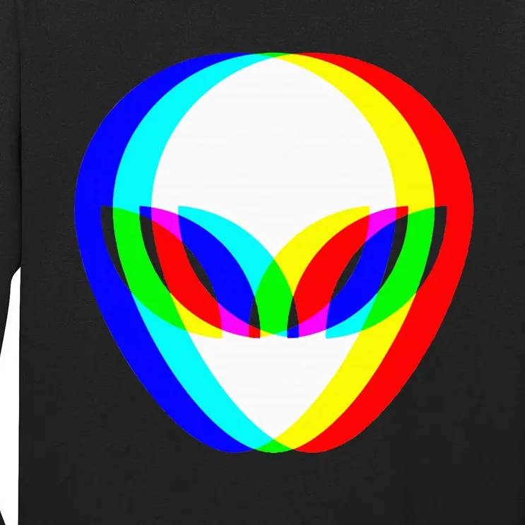 Alien Head Trippy Vaporwave Techno Rave Edm Tall Long Sleeve T-Shirt