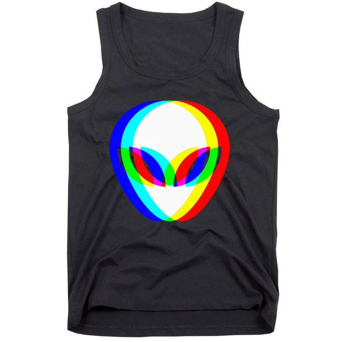 Alien Head Trippy Vaporwave Techno Rave Edm Tank Top