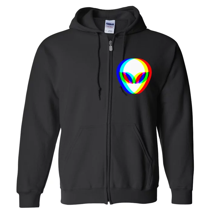 Alien Head Trippy Vaporwave Techno Rave Edm Full Zip Hoodie