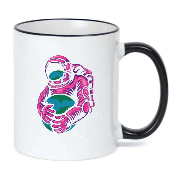 Astronaut Holding The Earth Close Black Color Changing Mug