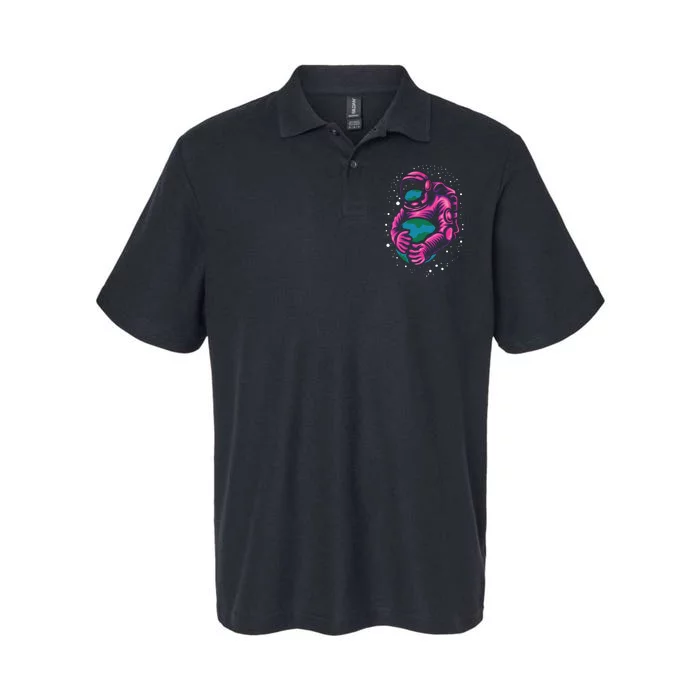 Astronaut Holding The Earth Close Softstyle Adult Sport Polo