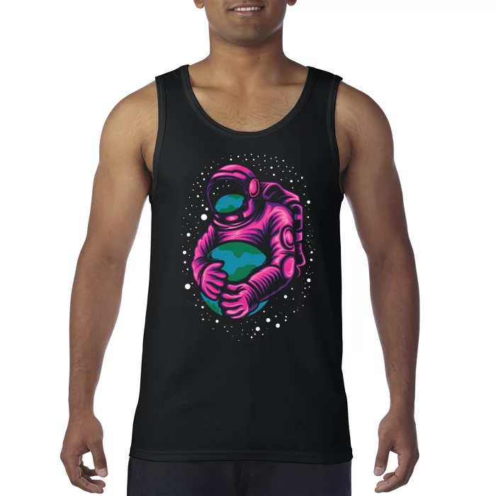 Astronaut Holding The Earth Close Tank Top